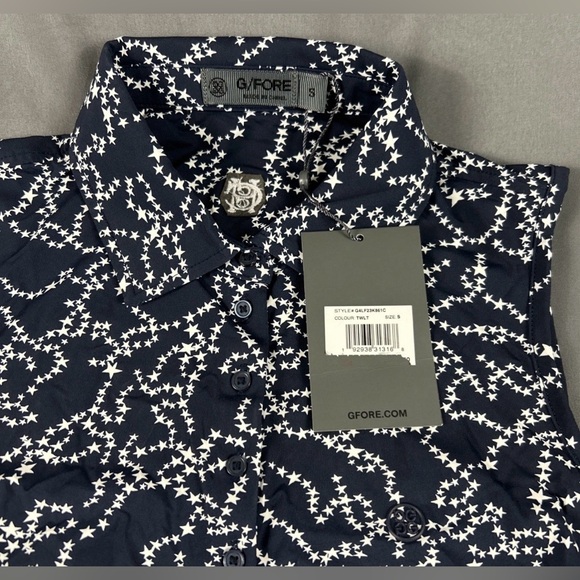 G/FORE G4 Womens Golf Shirt Polo Neck Logo Printed Sleeveless Small Twilight - Picture 2 of 5